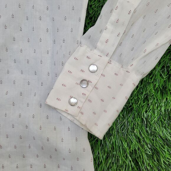 Vintage 80s Western Button Shirt Large 21x30 Disco Hippie - Picture 11 of 13